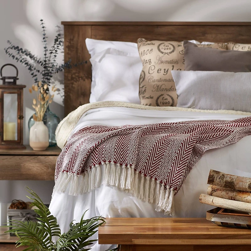 DII® Barn Red Herringbone Stripe Throw