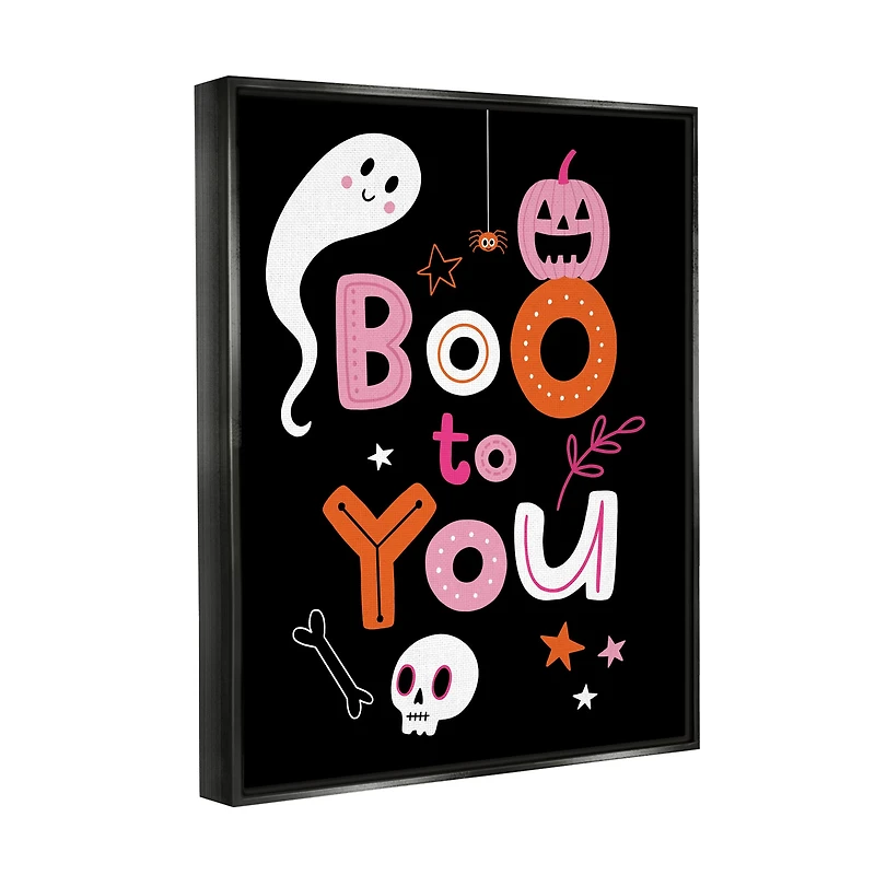 Stupell Industries Boo To You Smiling Halloween Elements Framed Floater Canvas Wall Art