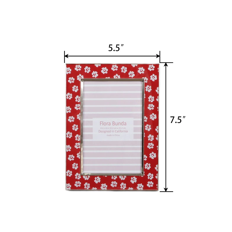 Flora Bunda 4" x 6" Red Floral Aluminum Picture Frame