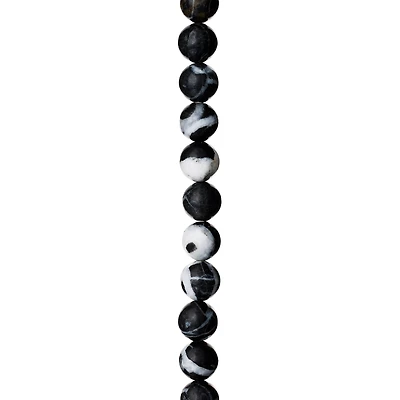 12 Pack:  Black & White Zebra Stone Round Beads, 8mm by Bead Landing™