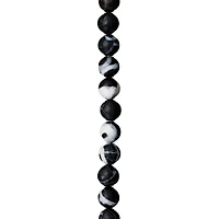 12 Pack:  Black & White Zebra Stone Round Beads, 8mm by Bead Landing™
