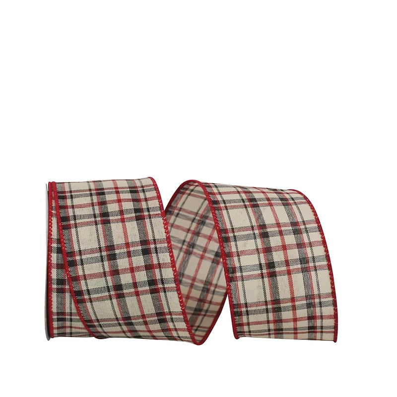 JAM Paper 2.5" x 10yd. Wired Athens Lauren Plaid Ribbon