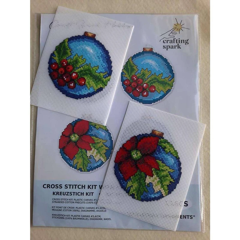 Crafting Spark Christmas Ornaments Plastic Canvas Counted Cross Stitch Kit
