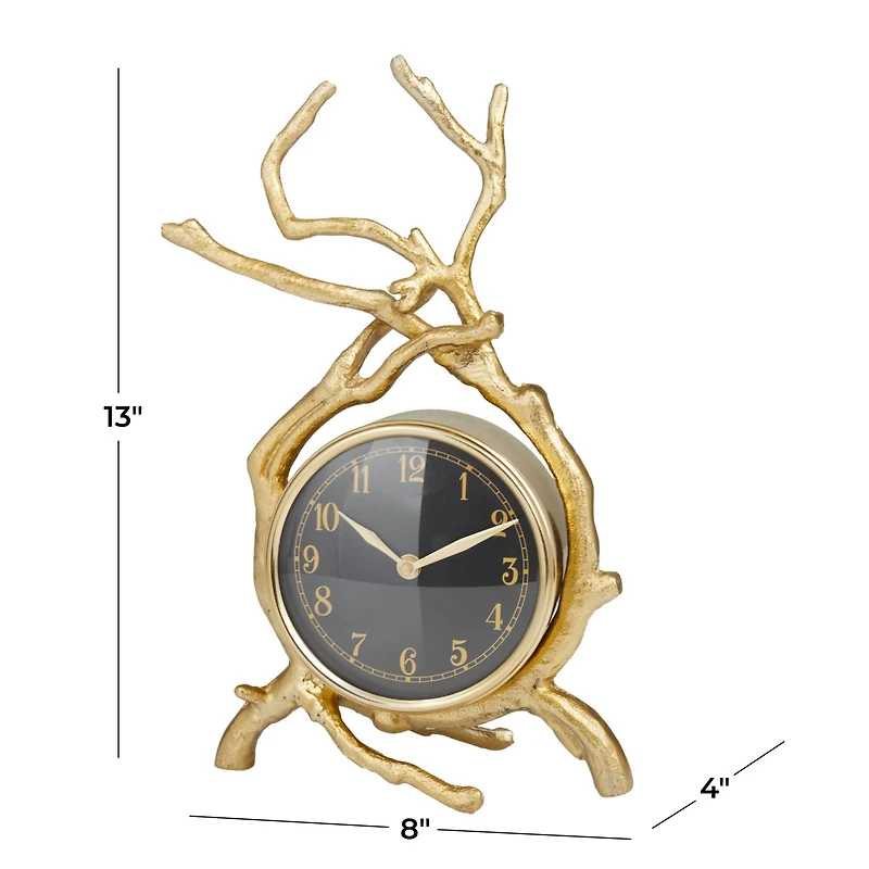 Gold Contemporary Abstract Clock, 8" x 4" x 13"