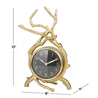 Gold Contemporary Abstract Clock, 8" x 4" x 13"