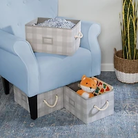 Honey Can Do Gray Plaid Large Collapsible Fabric Storage Bins With Handles Set, 3ct.