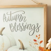 Glitzhome® 15.75" Fall Wooden Ivory Pumpkin Wall Art