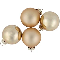 10ct. 1.75" Champagne Gold Shiny and Matte Glass Christmas Ball Ornaments