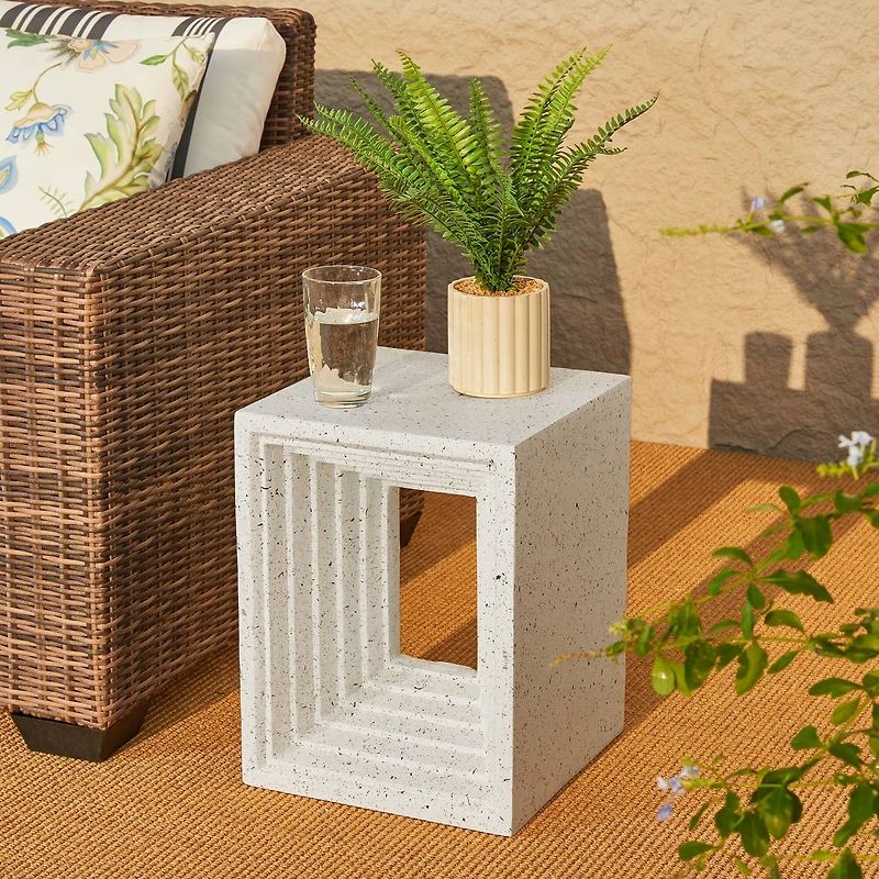 Glitzhome® 17" Faux Terrazzo Square Garden Stool