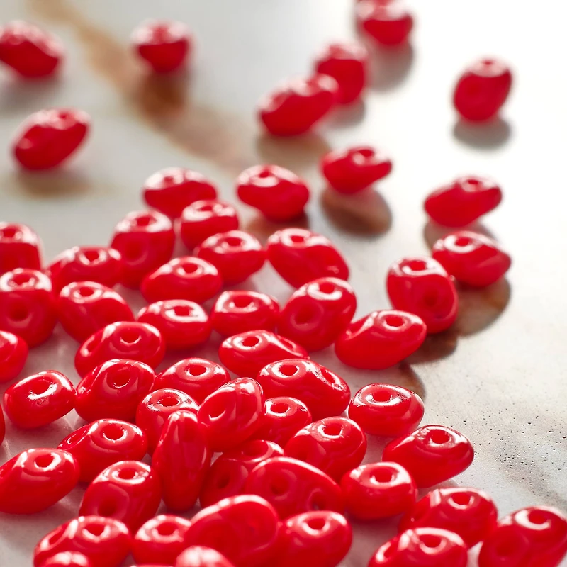 12 Pack: John Bead Superduo Two-Hole Red Czech Glass Beads, 5mm