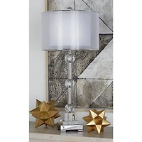 Silver Metal Glam Table Lamp, 30" x 14" x 14"