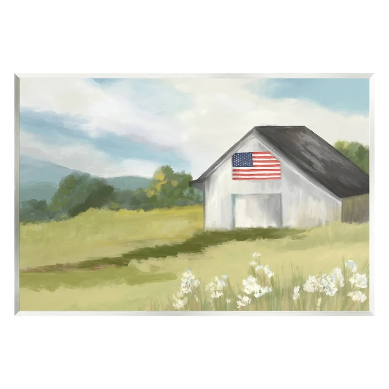 Stupell Industries American Flag on Barn Wall Plaque Art