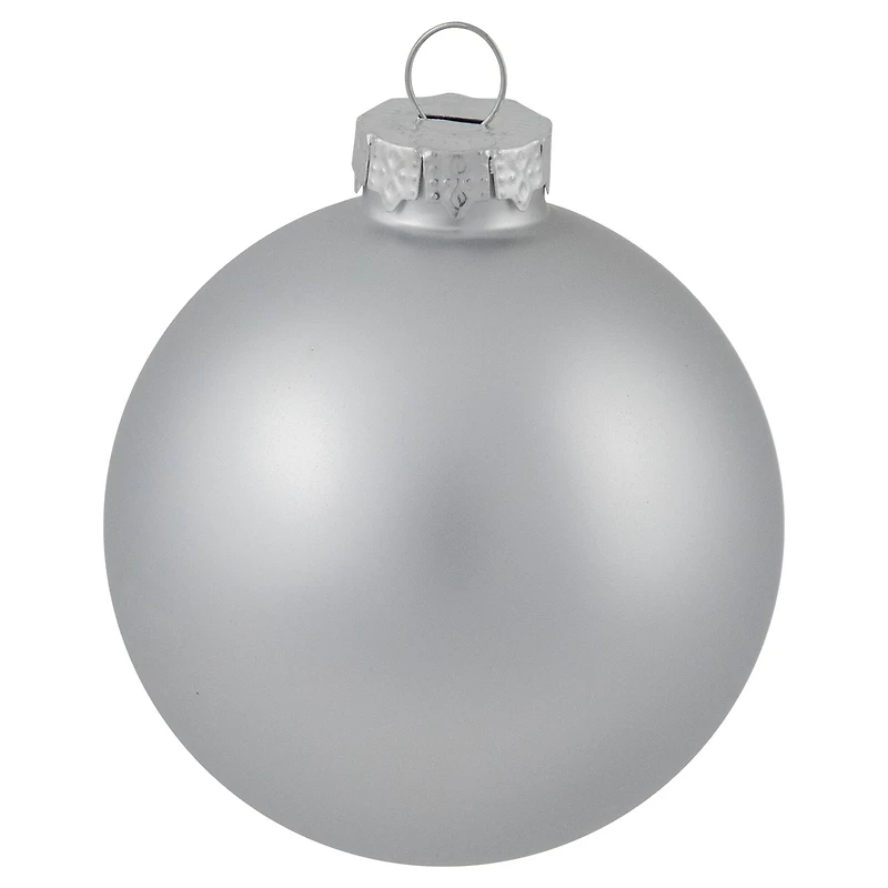 72ct. 4" Silver Shiny and Matte Christmas Glass Ball Ornaments