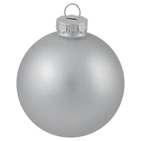 72ct. 4" Silver Shiny and Matte Christmas Glass Ball Ornaments