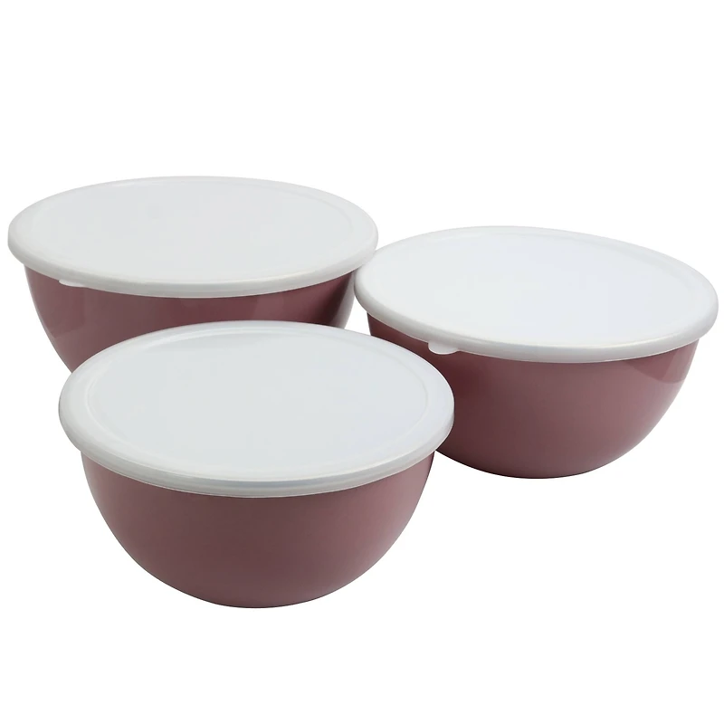 Gibson Home® Plaza Cafe Lavender 3-Piece Stackable Nesting Mixing Bowl Set with Lids