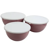 Gibson Home® Plaza Cafe Lavender 3-Piece Stackable Nesting Mixing Bowl Set with Lids