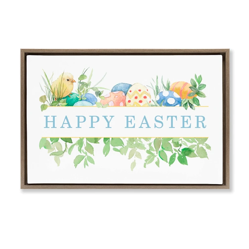 Stupell Industries Floral Happy Easter Floater Framed Art