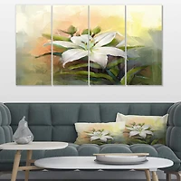 Designart - White Lily Flower Oil Painting