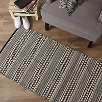 DII® Black Dobby Stripe Hand-Loomed Rug, 2.5ft. x 6ft.