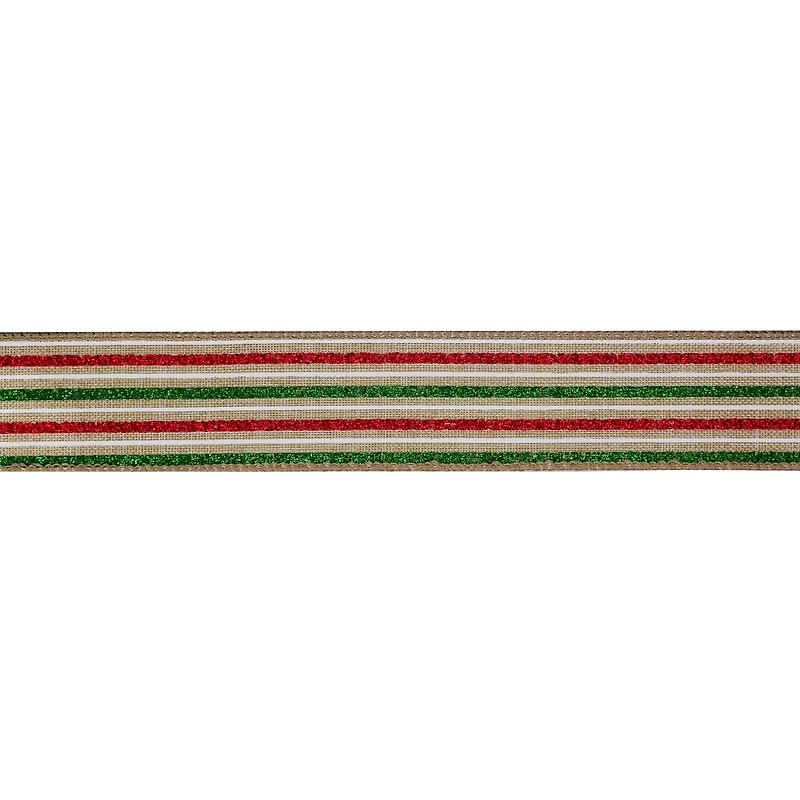 1.5" x 30ft. Red, Green & White Stripes Wired Ribbon by Celebrate It®
