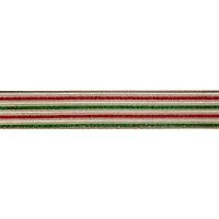 1.5" x 30ft. Red, Green & White Stripes Wired Ribbon by Celebrate It®