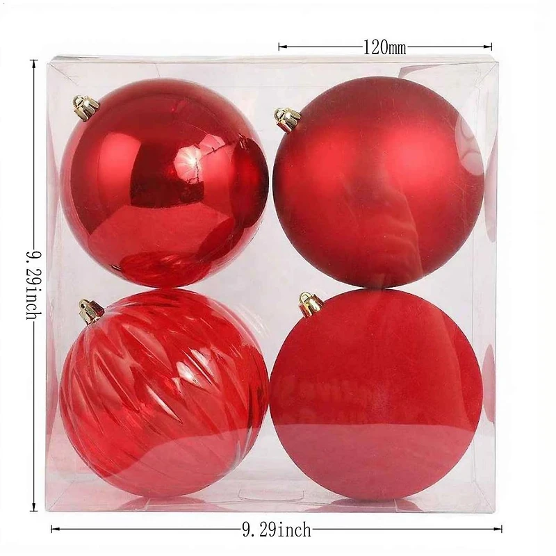 4 Pack 4.7" Red Mix Shatterproof Ball Ornaments by Ashland®