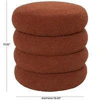 17" Copper Fabric Geometric Bubble Shaped Boucle Stool