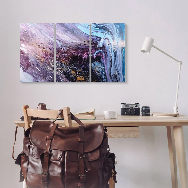 Stupell Industries Abstract Liquid Purple Blue Texture Painting,11" x 17"