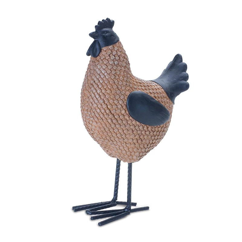 9" Wicker Hen & Rooster Décor Set