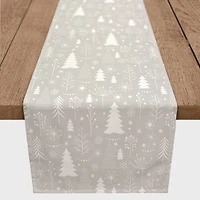 Winter Tree Soft Gray 16x90 Poly Twill Table Runner