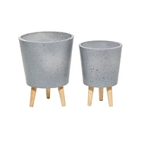 Set of 2 Grey MgO Contemporary Planter 14", 16"