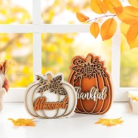 Glitzhome® 8"H Thanksgiving Wooden Pumpkin Table Decor Set