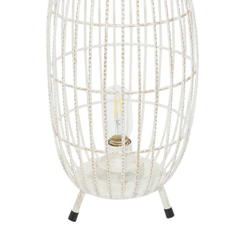 White Iron Modern Candle Holder Lantern, 16" x 9" x 9"
