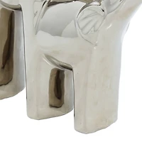 14" Silver Ceramic Contemporary Elephant Sculpture