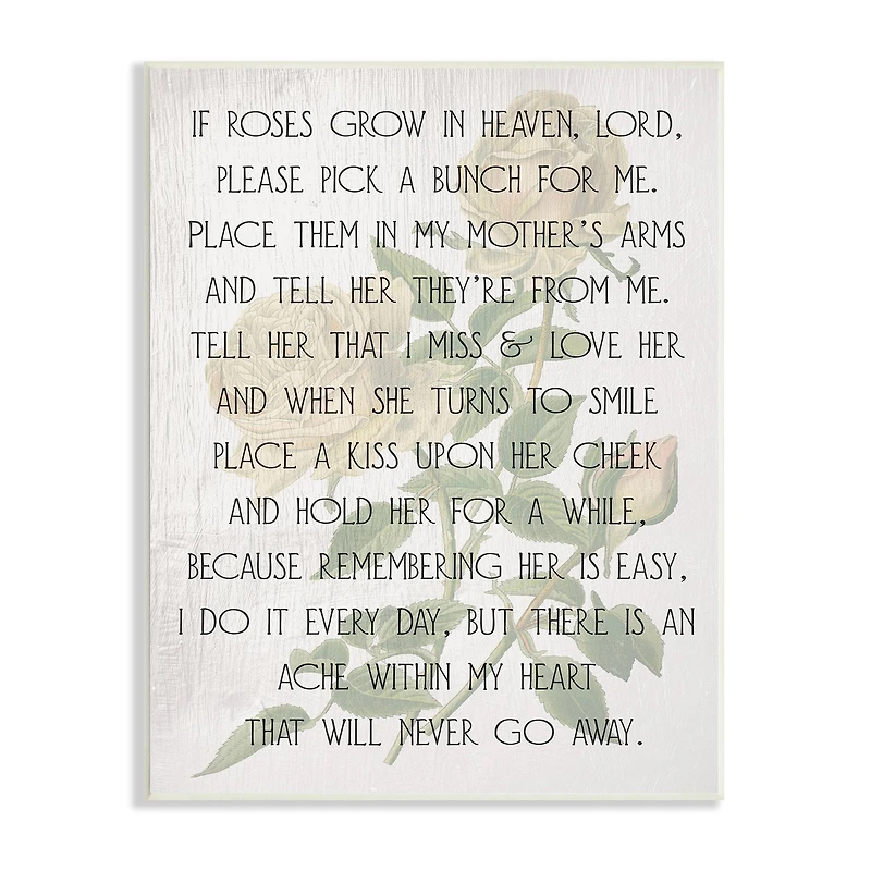Stupell Industries If Roses Grow in Heaven Phrase Yellow Flower Wall Plaque