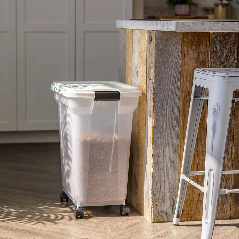 IRIS Clear, White, Black, Dark Gray 55qt. Food Container With Sealed Top & Scoop