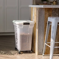 IRIS Clear, White, Black, Dark Gray 55qt. Food Container With Sealed Top & Scoop