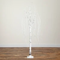 6ft. Pre-Lit White Weeping Willow Artificial Christmas Tree, Warm White LED Lights