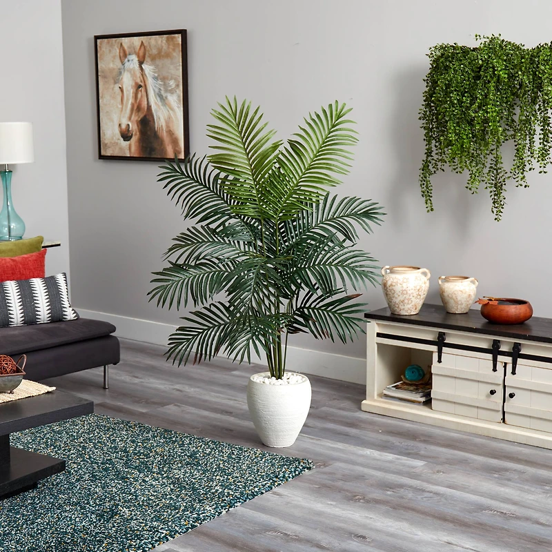 5.5ft. Paradise Artificial Palm Tree in White Planter
