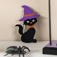 Glitzhome® 18.5"H Halloween Wooden Witch Nutcracker with Witch Cat Ornament