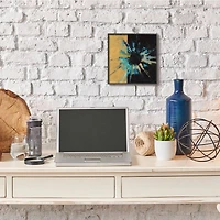 Stupell Industries Blue, Black, & Gold Abstract Circle Black Framed Wall Art