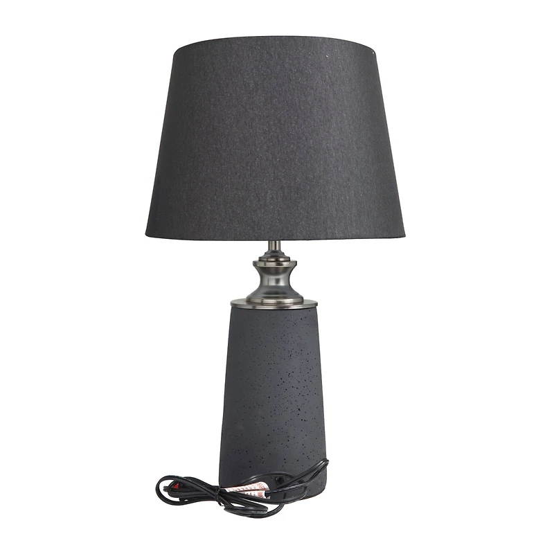 Black Cement Modern Table Lamp, 24" x 14" x 14"