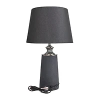Black Cement Modern Table Lamp, 24" x 14" x 14"