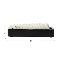 Hello Honey® 9" Black and White Handmade Alabaster Dominos in Soapstone Tray