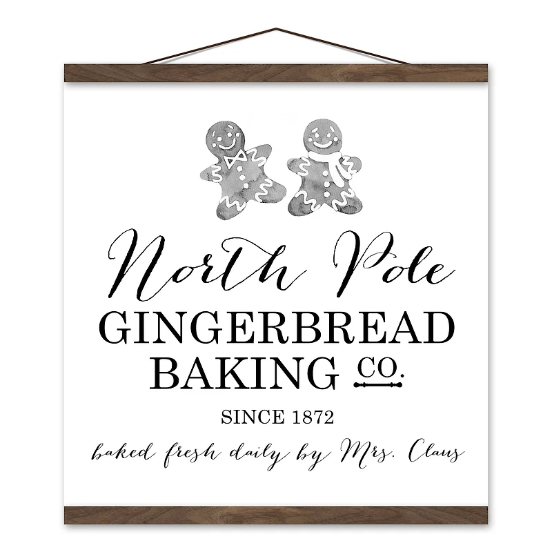 North Pole Gingerbread Co. 16x16 Teak Hanging Canvas