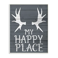 Stupell Industries Rustic My Happy Place Large Elk Antlers Wall Plaque