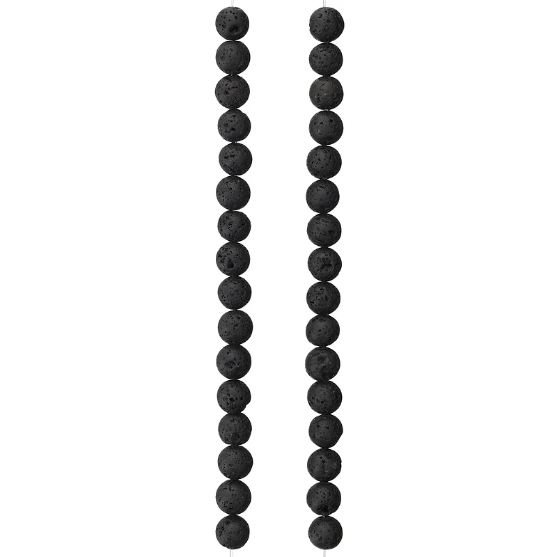 9 Pack: Black Lava Round Beads, 8mm by Bead Landing™