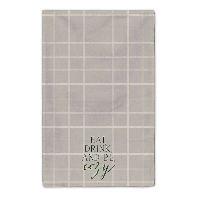 Be Cozy Gray and White Check Tea Towel - Set of 2