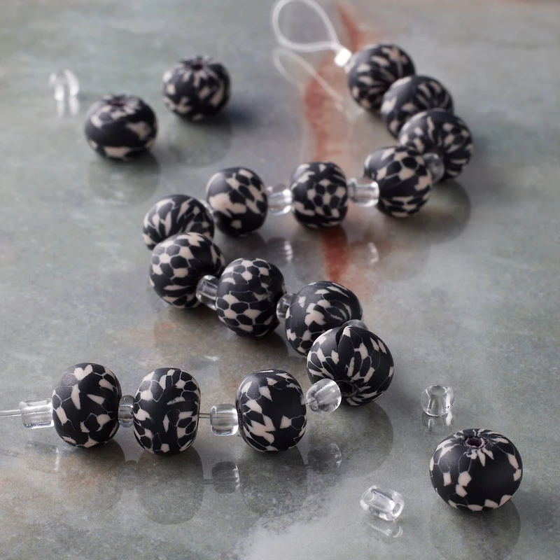 Black & White Clay Round Beads, 10mm by Bead Landing™