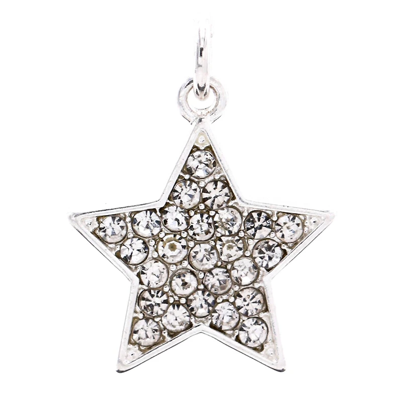 Charmalong™ Silver Plated & Stone Paved Star Charm by Bead Landing™
